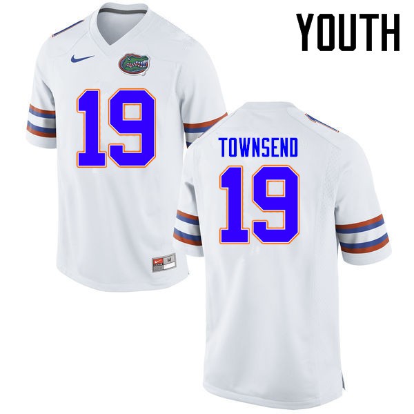Florida Gators Youth #19 Johnny Townsend College Football Jerseys White
